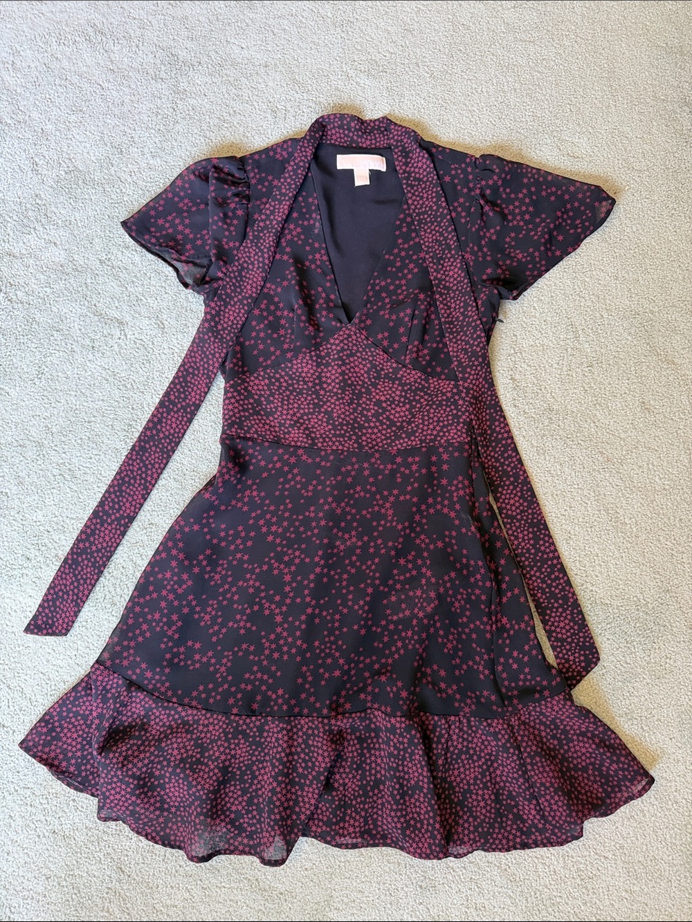 MICHAEL Michael Kors Black Midi Dress with Pink Star Print